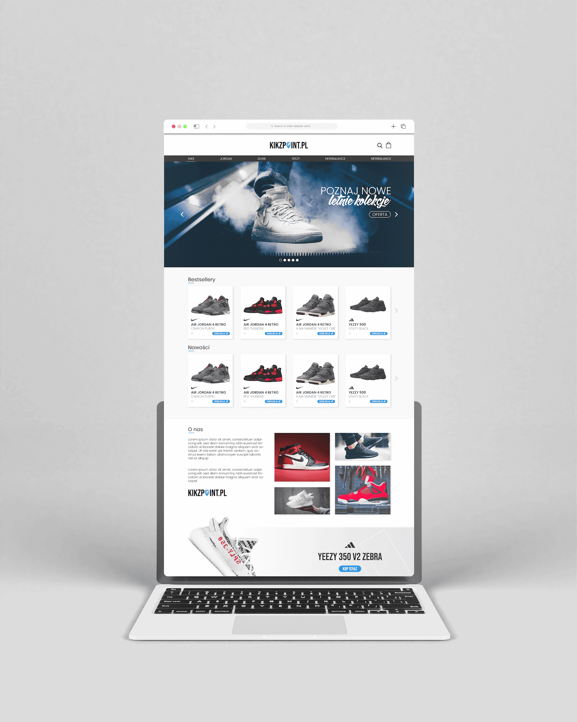 Mockup strony internetowej — pełny widok projektu