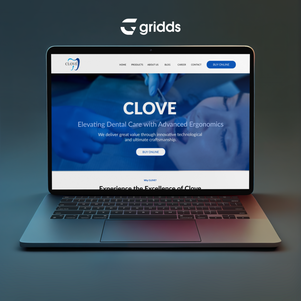 Clovedental Website on Laptop